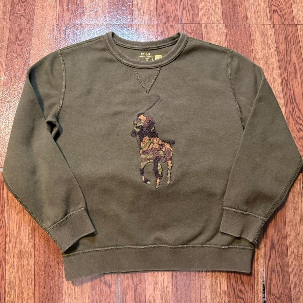 Polo Ralph Lauren Camo Big Pony Knit Fleece Sweatshirt 7 Years